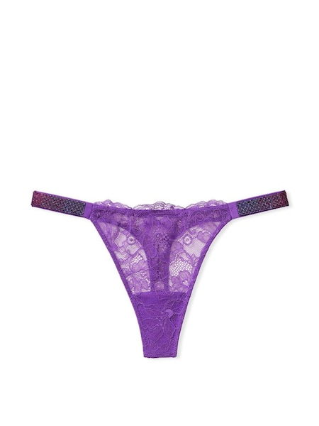 Violetta Purple Lace Thong Shine Strap Knickers (K66205) | £20