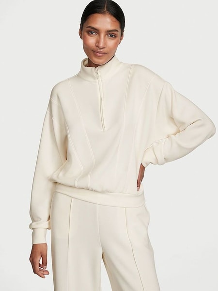 Linen Cream Sandwash Half Zip Sweatshirt (K66215) | £45