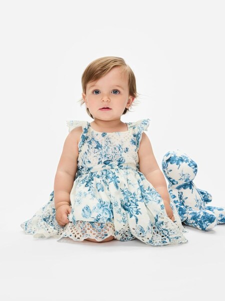 Blue LoveShackFancy Baby Floral Eyelet Dress (K66479) | £30