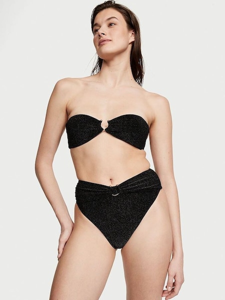 Nero Black High Waisted Shimmer Swim Bikini Bottom (K67282) | £29