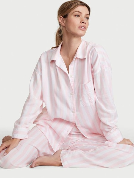 Pretty Blossom Pink Stripe Modal Long Pyjamas (K67307) | £59