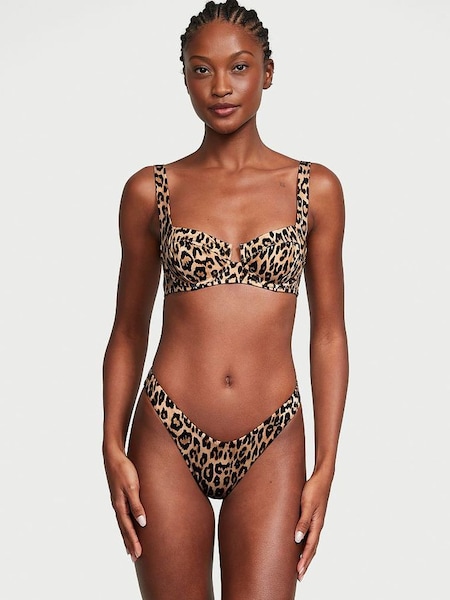 Leopard Balcony Swim Bikini Top (K67319) | £39
