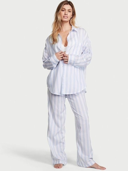 Blue Crescent Stripe Long Pyjamas (K67334) | £59