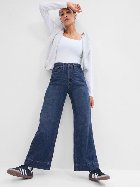 Blue High Waisted Wide-Leg Jeans with Washwell (K67441) | £55