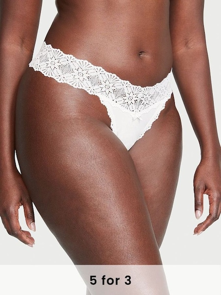 Coconut White Thong Lace Waist Knickers (K67625) | £9