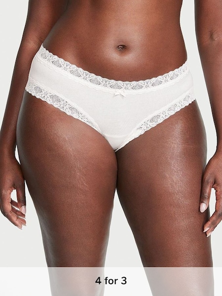 Coconut White Cheeky Lace Waist Knickers (K67629) | £9