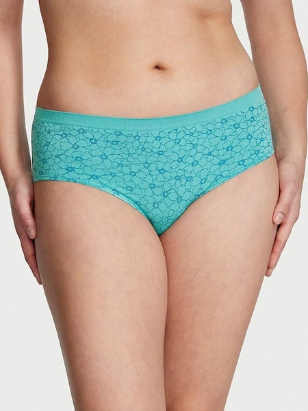 Aquarius Floral Outline Blue Printed Hipster Seamless Knickers (K67638) | £9