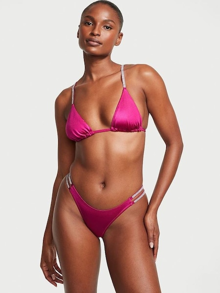 Berry Blush Pink Triangle Shine Bikini Top (K67645) | £49