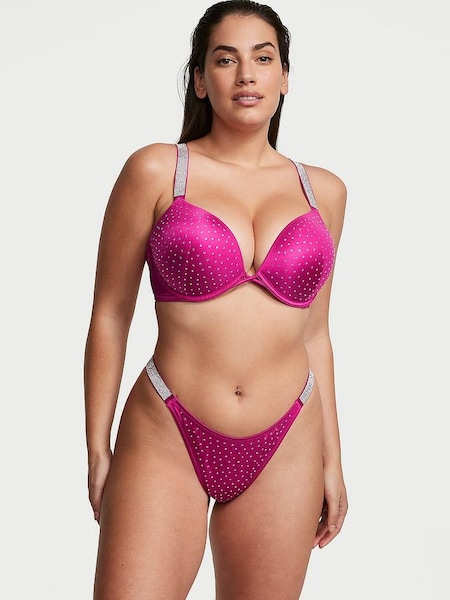 Berry Blush Pink Add 2 Cups Push Up Shine Bikini Top (K67648) | £65