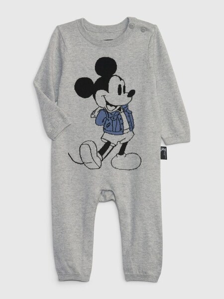 Grey Disney Mickey Mouse Long Sleeve Sleepsuit (K68271) | £16