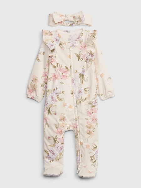 Cream Love Shack Fancy Floral Baby Sleepsuit (K68448) | £25