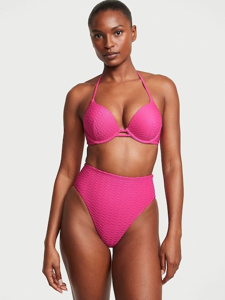 Forever Pink Fishnet High Waisted Bikini Bottom (K68511) | £25