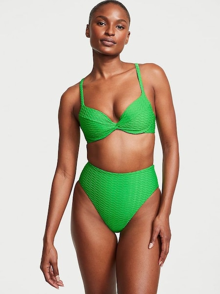 Green Fishnet High Waisted Swim Bikini Bottom (K68516) | £25