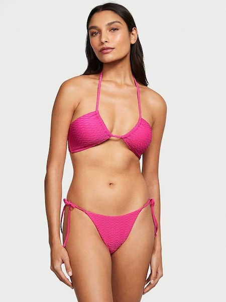 Forever Pink Fishnet Tie Side High Leg Swim Bikini Bottom (K68528) | £25
