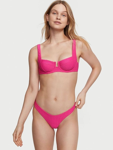 Forever Pink Fishnet Balcony Swim Bikini Top (K68565) | £39
