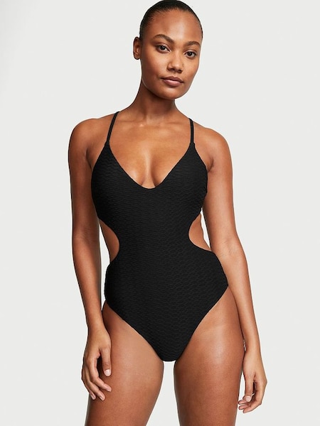 Black Fishnet Cutout Swimsuit (K68572) | £49