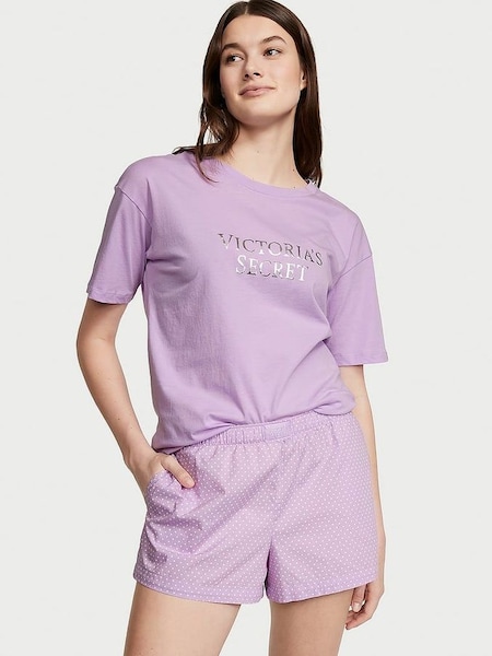 Unicorn Purple Mini Dots Cotton T-Shirt Short Pyjamas (K68724) | £39