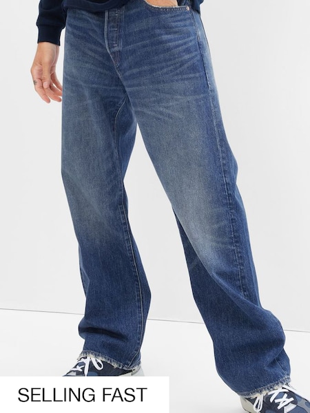 Mid Wash Blue 90s Loose Organic Cotton Jeans (K70007) | £50