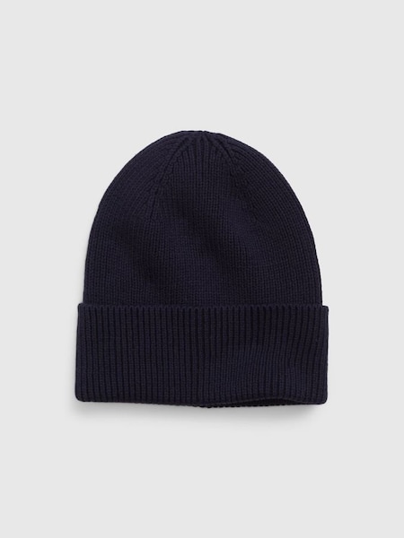 Blue Adults Organic Cotton Ribbed Beanie (K70008) | £12