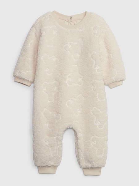 Cream Sherpa Fleece Long Sleeve Sleepsuit (K70072) | £30