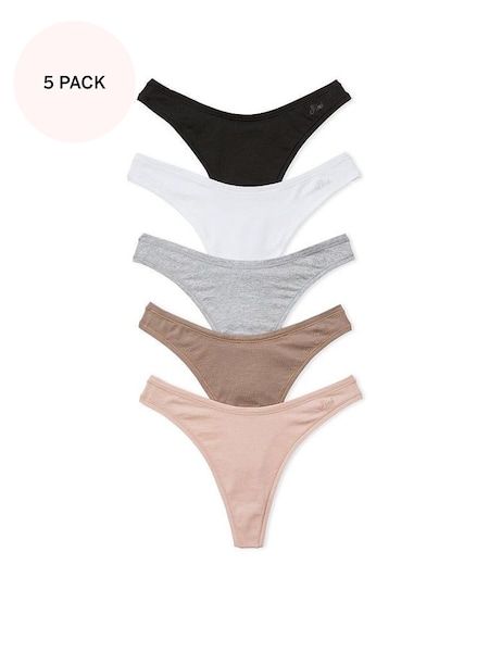 Black/White/Grey/Nude Thong Multipack Cotton Knickers (K70214) | £25