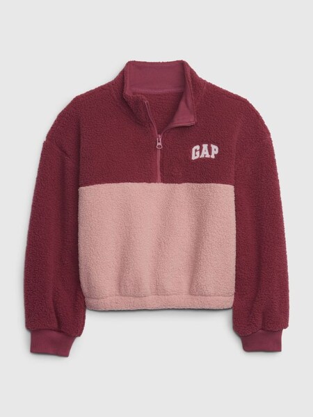 Pink Sherpa Quarter Zip Long Sleeve Mock Neck Sweatshirt (K70395) | £20