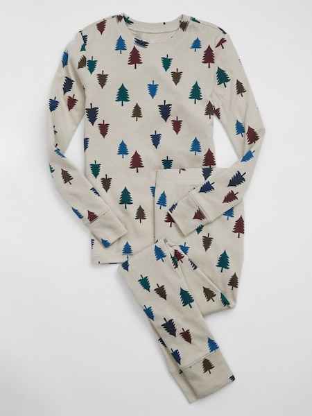 Cream Christmas Tree Print Kids Pyjamas (K70418) | £20