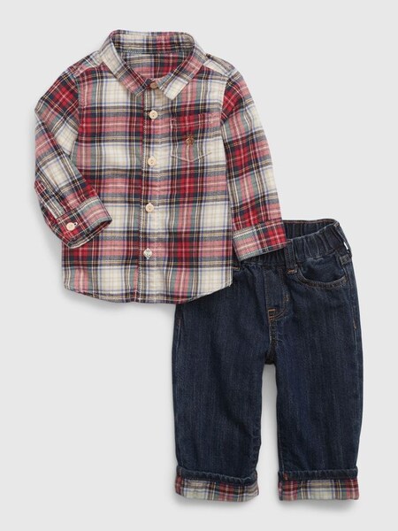 Red Tartan Flannel Outfit Set (K70424) | £45