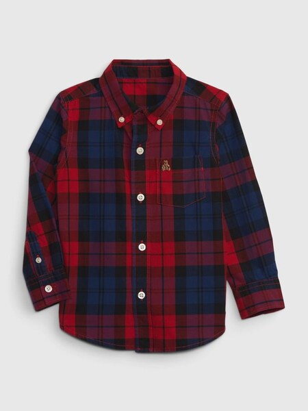 Red Organic Cotton Tartan Flannel Long Sleeve Shirt (K70432) | £18