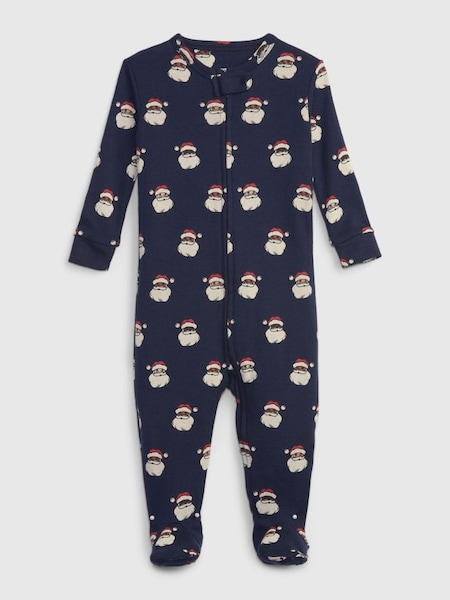 Navy Organic Cotton Father Christmas Sleepsuit (K70433) | £25