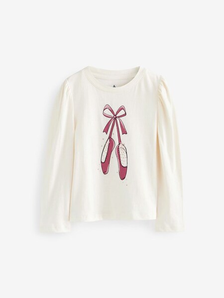 White Organic Cotton Mix and Match Puff Sleeve Graphic T-Shirt (K70466) | £8