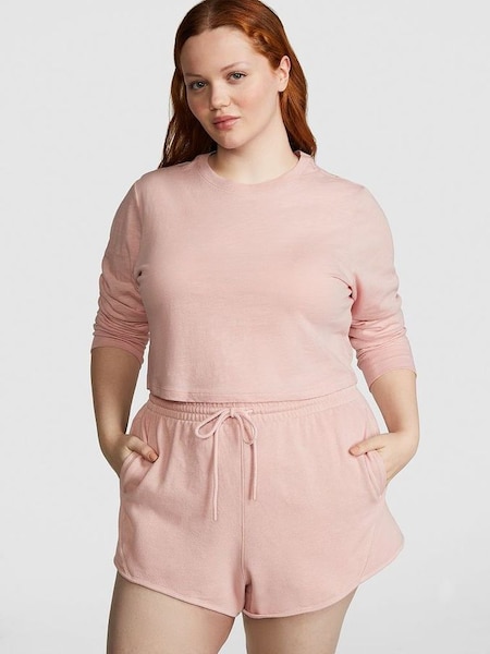Wanna Be Pink Fleece Ribbed Cotton Shorts (K70616) | £29