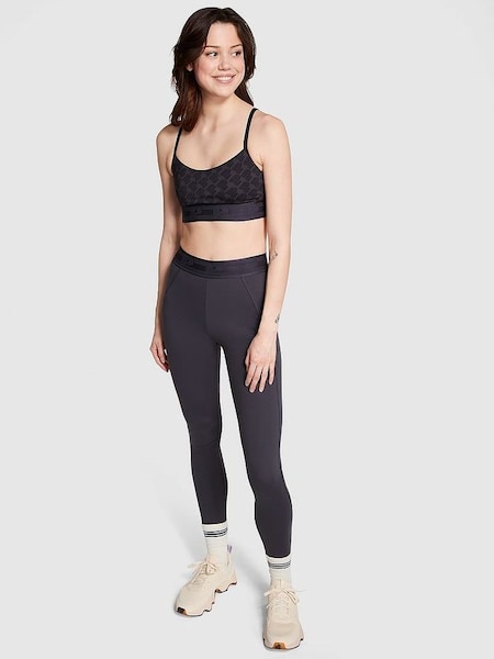 Warm Charcoal Grey Logo Non Wired Lightly Lined Sports Bra (K70640) | £25