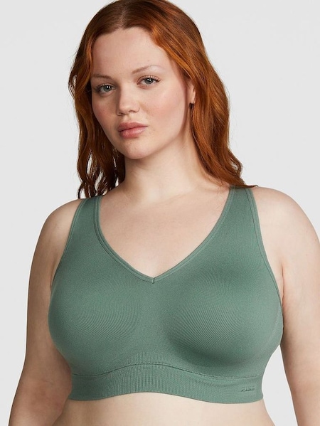 Fresh Forest Green Non Wired Lightly Lined Seamless Air Sports Bra (K70643) | £29