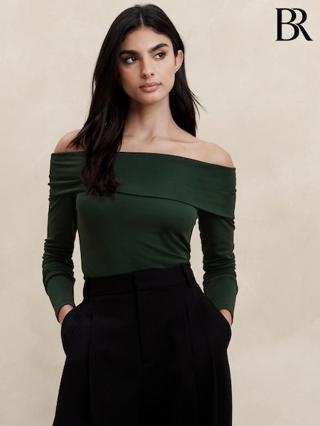 Banana Republic Green Serena Off-Shoulder Top (K70669) | £55