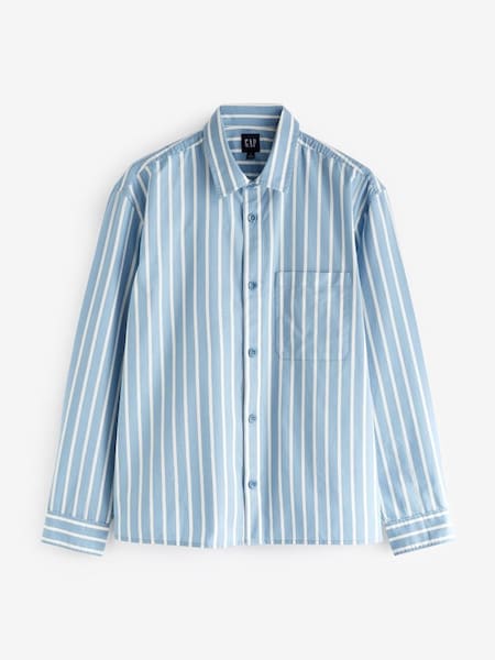 Blue Twill Relaxed Stripe Shirt (K70712) | £40
