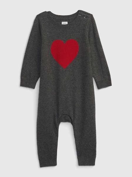 Grey CashSoft Heart Knit Long Sleeve Sleepsuit (Newborn - 24mths) (K70858) | £15