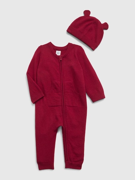 Red CashSoft Baby Long Sleeve Romper Outfit Set (K70859) | £35
