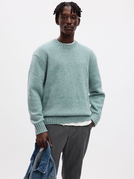 Sage Green Recycled Donegal Crew Neck Jumper (K70876) | £55