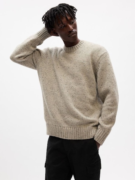 Beige Recycled Donegal Crew Neck Jumper (K70878) | £55