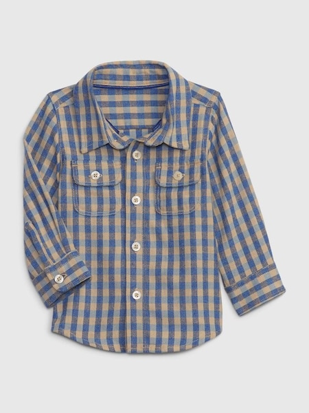 Blue Check Long Sleeve Collard Shirt (K70938) | £15