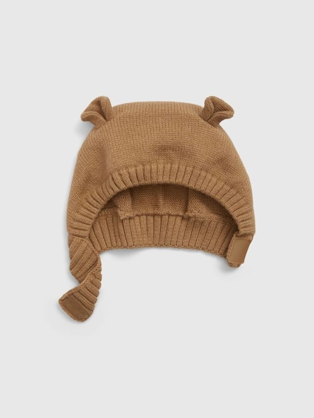 Brown Knit CashSoft Bear Hat (K70981) | £18