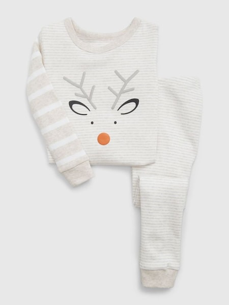 Cream & White Reindeer Family Christmas Toddler Pyjamas (K70983) | £18