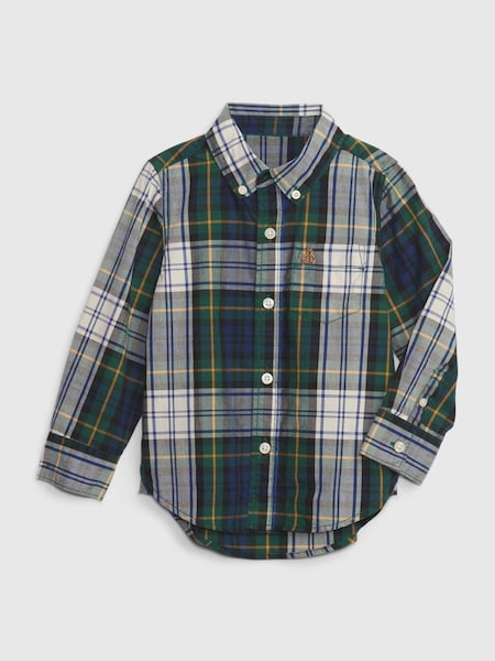 Green Organic Cotton Tartan Flannel Long Sleeve Shirt (K71009) | £11
