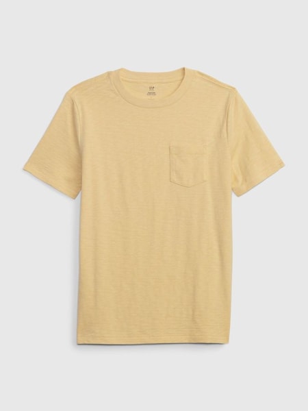 Yellow Organic Cotton Pocket Short Sleeve Crew Neck T-Shirt (4-13yrs) (K71028) | £8