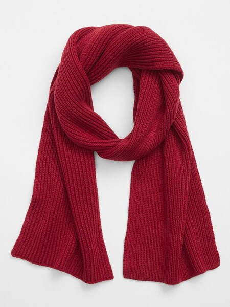 Red Ribbed Cotton Scarf (K71195) | £25