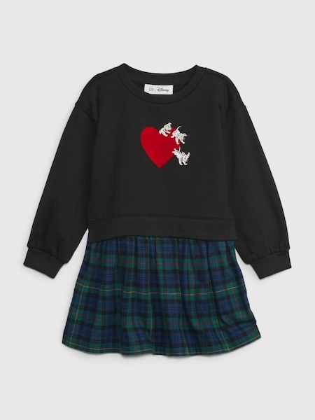 Black, Blue & Green Check Disney 2-in-1 Sweatshirt Dress (K71489) | £40