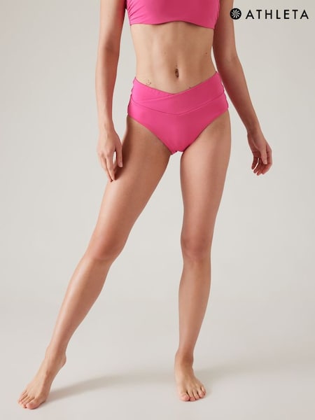 Athleta Pink High Waist Crossover Bikini Bottoms (K71499) | £50