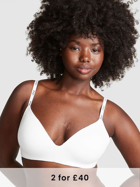 Optic White Logo Non Wired Lightly Lined Cotton Bra (K71862) | £29