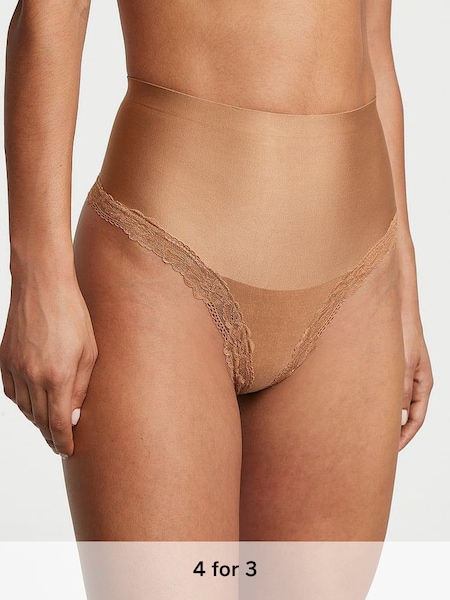 Toffee Nude Lace Trim Thong Shaping Knickers (K71909) | £20